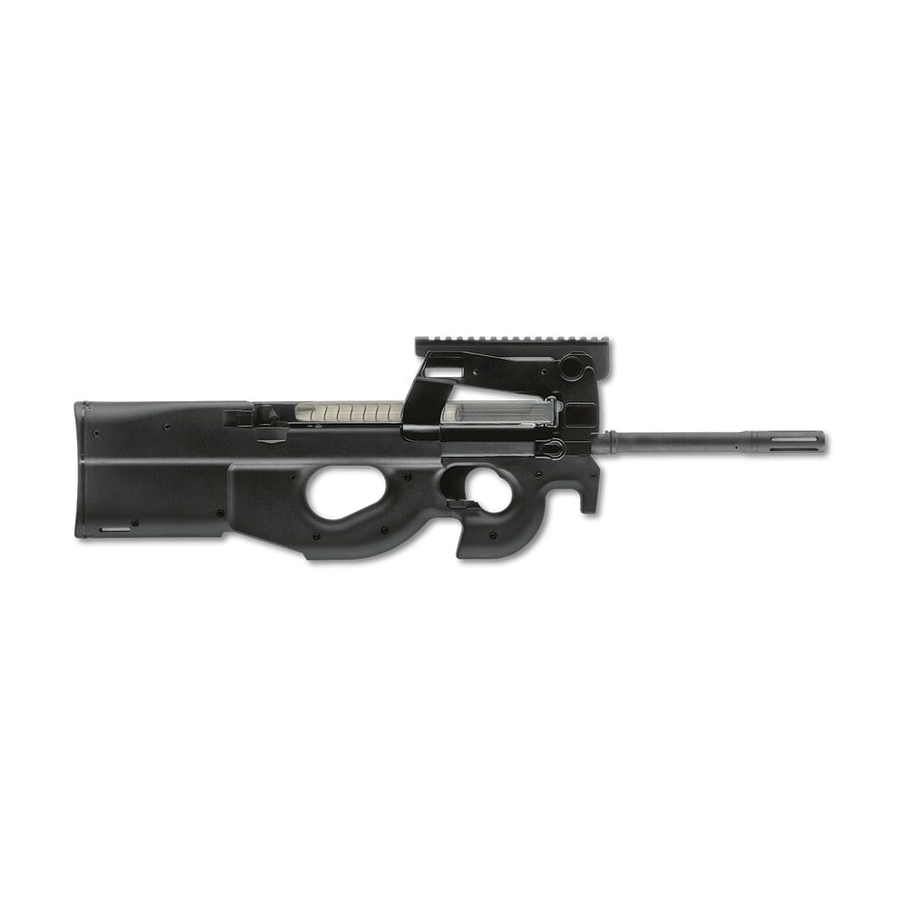 fn 3848950440 ps90 5.7x28mm 10+1 16" black ported barrel, black w/picatinny rail aluminum receiver, matte black synthetic bullpup w/thumbhole stock, ambidextrous FN 3848950440 PS90 5.7x28mm 10+1 16" Black Ported Sports South item 77541