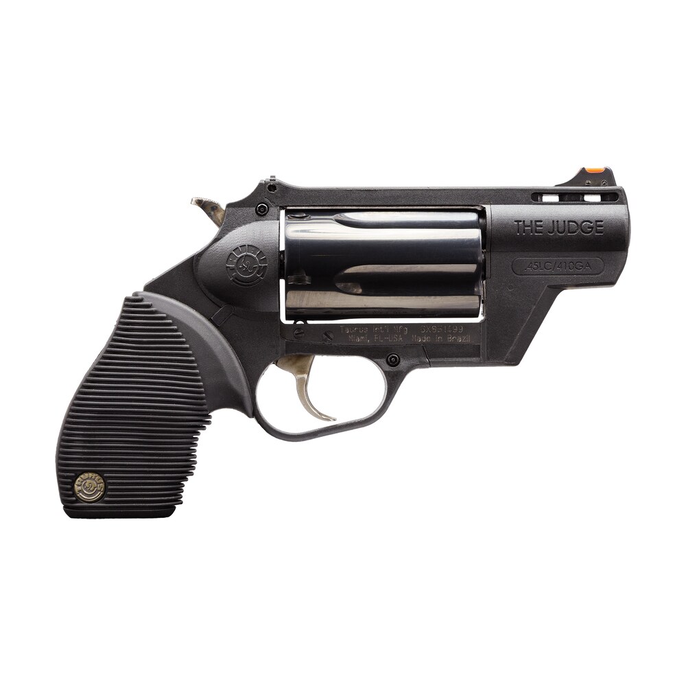 taurus 2441021pfs judge public defender 45 colt (lc) caliber or 2.50" 410 gauge 5 shot 2" black finish barrel, matte black oxide finish cylinder, black finish polymer frame & black rubber grip Taurus 2441021PFS Judge Public Defender 45 Colt (LC) Caliber or 2.50" 410 Gauge 5 Shot 2" Black Sports South item 77960