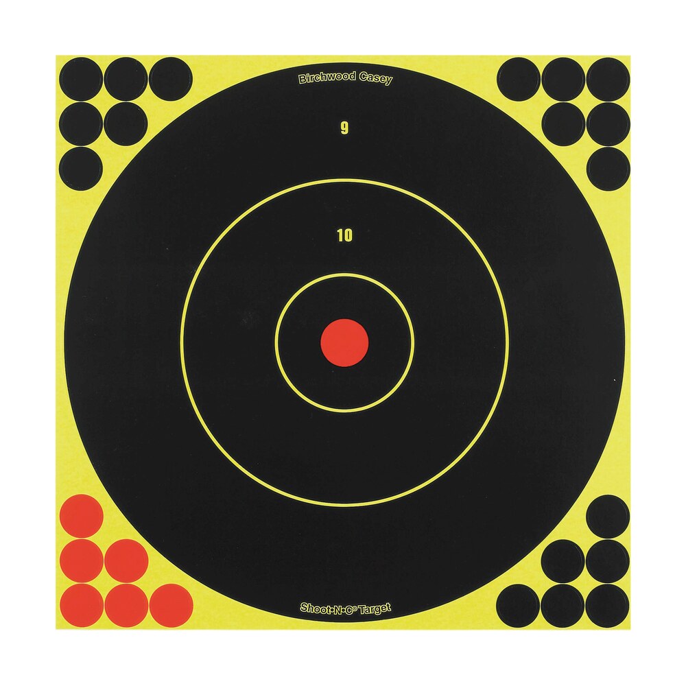birchwood casey 34012 shoot n c reactive target self adhesive paper black/yellow/red 12" bullseye 5 pack Birchwood Casey 34012 Shoot-N-C Reactive Target Self-Adhesive Paper Black/Yellow/Red 12" Sports South item 78060