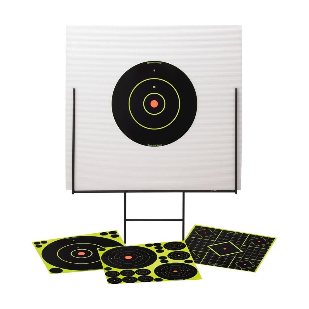 birchwood casey 46101 shoot n c portable range kit self adhesive bullseye includes plastic backboard/steel frame/targets Birchwood Casey 46101 Shoot-N-C Portable Range Kit Self-Adhesive Bullseye Includes Plastic Sports South item 78065