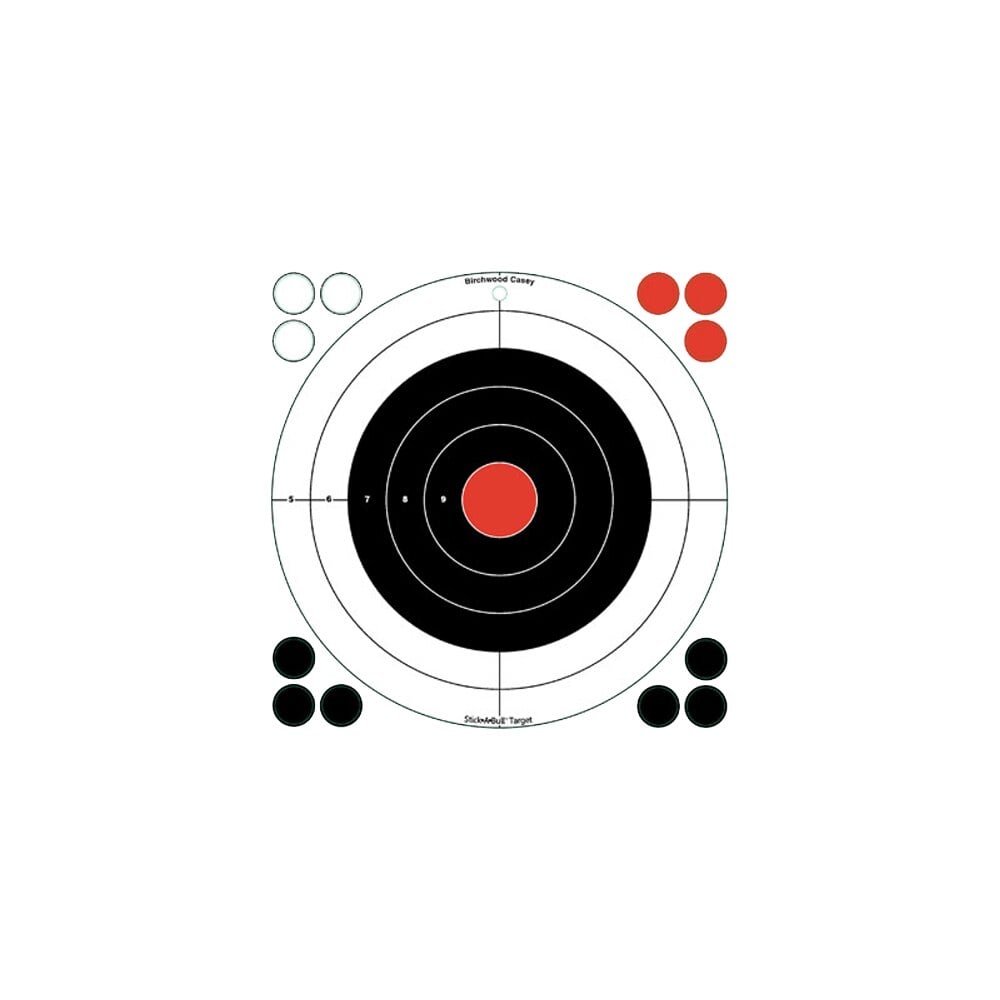 birchwood casey 33912 stick a bull self adhesive paper black/red/white 12" bullseye 5 pack Birchwood Casey 33912 Stick-A-Bull Self-Adhesive Paper Black/Red/White 12" Bullseye 5 Pack Sports South item 78067