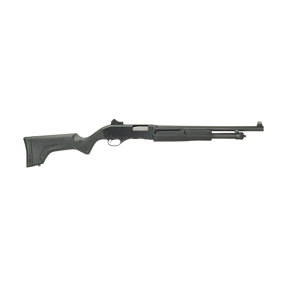 stevens 19487 320 security full size 12 gauge pump 3" 5+1 18.50" matte black carbon steel barrel, matte black aluminum receiver, fixed matte black synthetic stock, ambidextrous Stevens 19487 320 Security Full Size 12 Gauge Pump 3" 5+1 18.50" Matte Black Carbon Steel Sports South item 78650