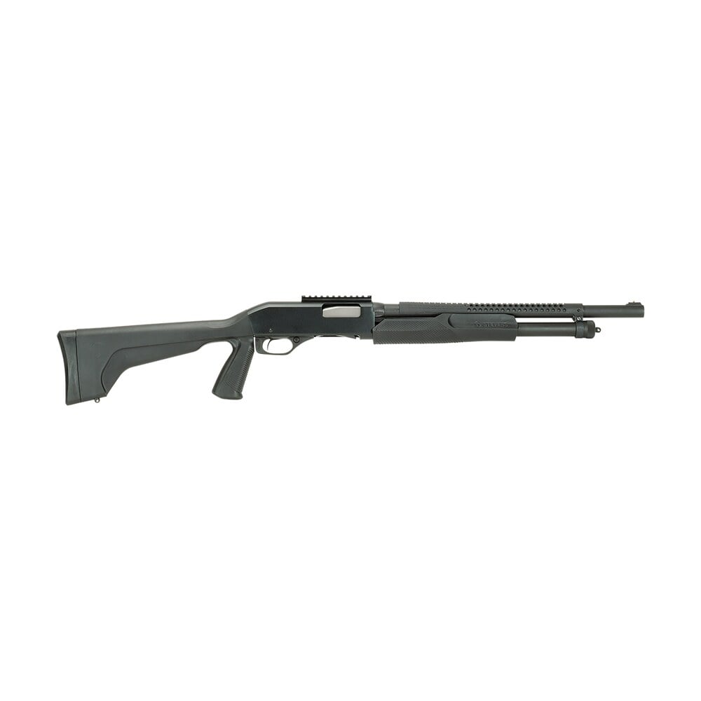 stevens 19496 320 security 12 gauge 3" 5+1 18.50" matte black carbon steel barrel, matte black fixed pistol grip stock, ambidextrous 1 piece rail includes fixed cylinder bore choke Stevens 19496 320 Security 12 Gauge 3" 5+1 18.50" Matte Black Carbon Steel Sports South item 78653