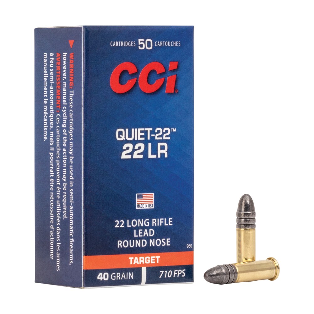 cci 960 quiet 22 22lr 40gr lead round nose 50 per box/100 case CCI 960 Quiet-22 22LR 40gr Lead Round Nose 50 Per Box/100 Case Sports South item 79871