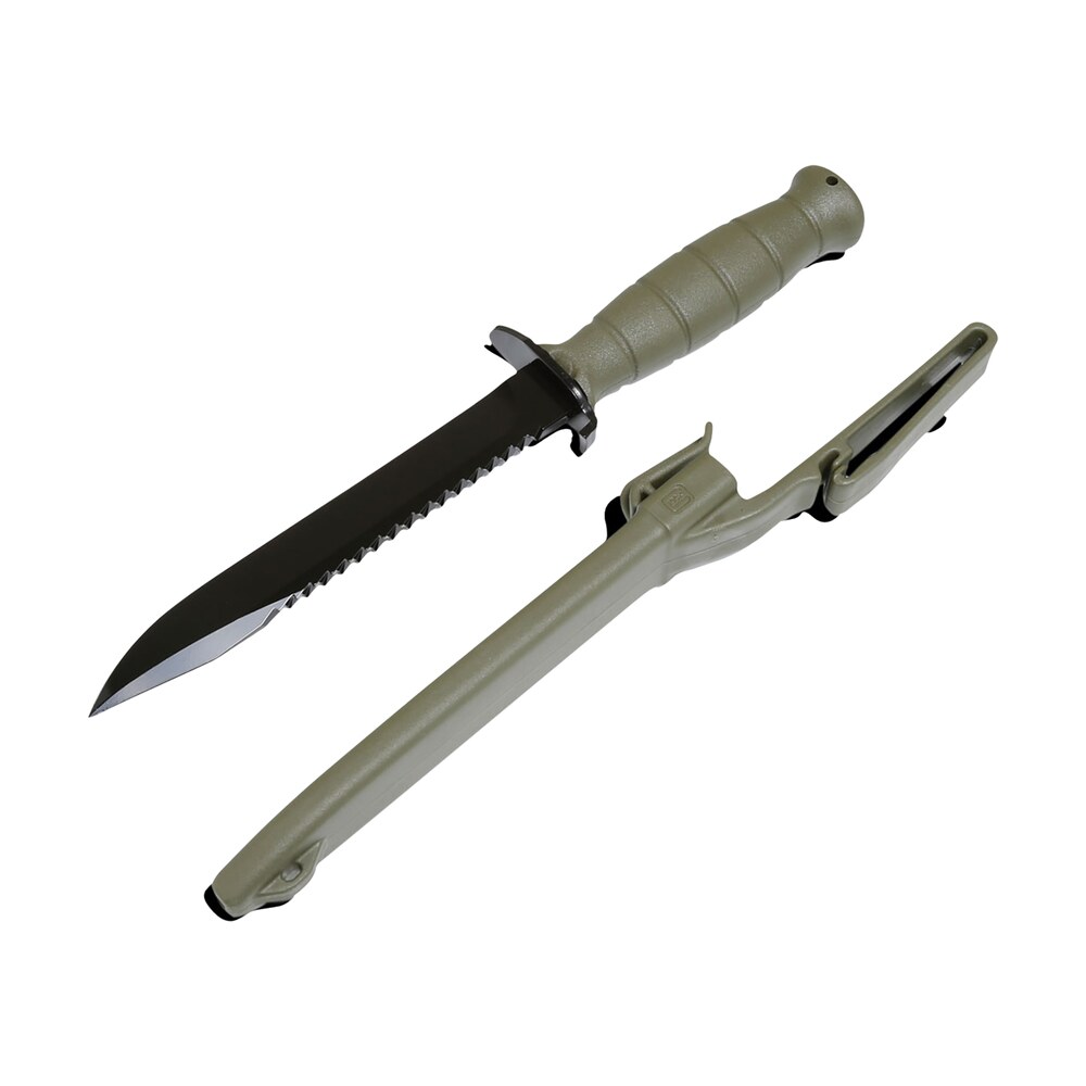 glock kf039181 field 7″ fixed clip point plain/saw black high carbon steel blade battle field green textured trimond polymer handle features clamshell packaging Glock KF039181 Field 7" Fixed Clip Point Plain/Saw Black High Carbon Steel Blade Battle Field Sports South item 8024