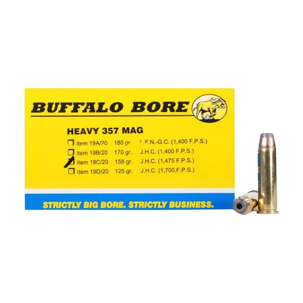 buffalo bore ammunition 19c20 heavy strictly business 357mag 158gr jacket hollow point 20 per box/12 case Buffalo Bore Ammunition 19C20 Heavy Strictly Business 357Mag 158gr Jacket Hollow Point 20 Per Sports South item 80757