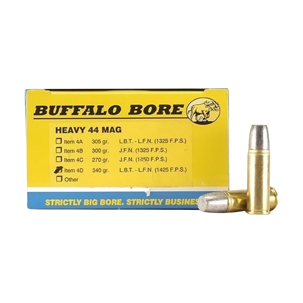 buffalo bore ammunition 4d20 heavy strictly business 44rem mag +p+ 340gr lead flat nose 20 per box/12 case Buffalo Bore Ammunition 4D20 Heavy Strictly Business 44Rem Mag +P+ 340gr Lead Flat Nose 20 Per Sports South item 80766