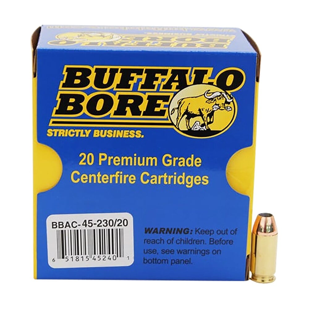 buffalo bore ammunition 4523020 personal defense strictly business 45acp +p 230gr jacket hollow point 20 per box/12 case Buffalo Bore Ammunition 4523020 Personal Defense Strictly Business 45ACP +P 230gr Jacket Hollow Sports South item 80771