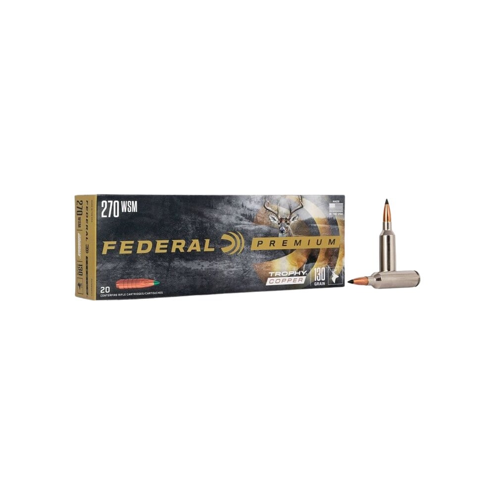 federal p270wsmtc1 premium 270wsm 130gr trophy copper 20 per box/10 case Federal P270WSMTC1 Premium 270WSM 130gr Trophy Copper 20 Per Box/10 Case Sports South item 80969