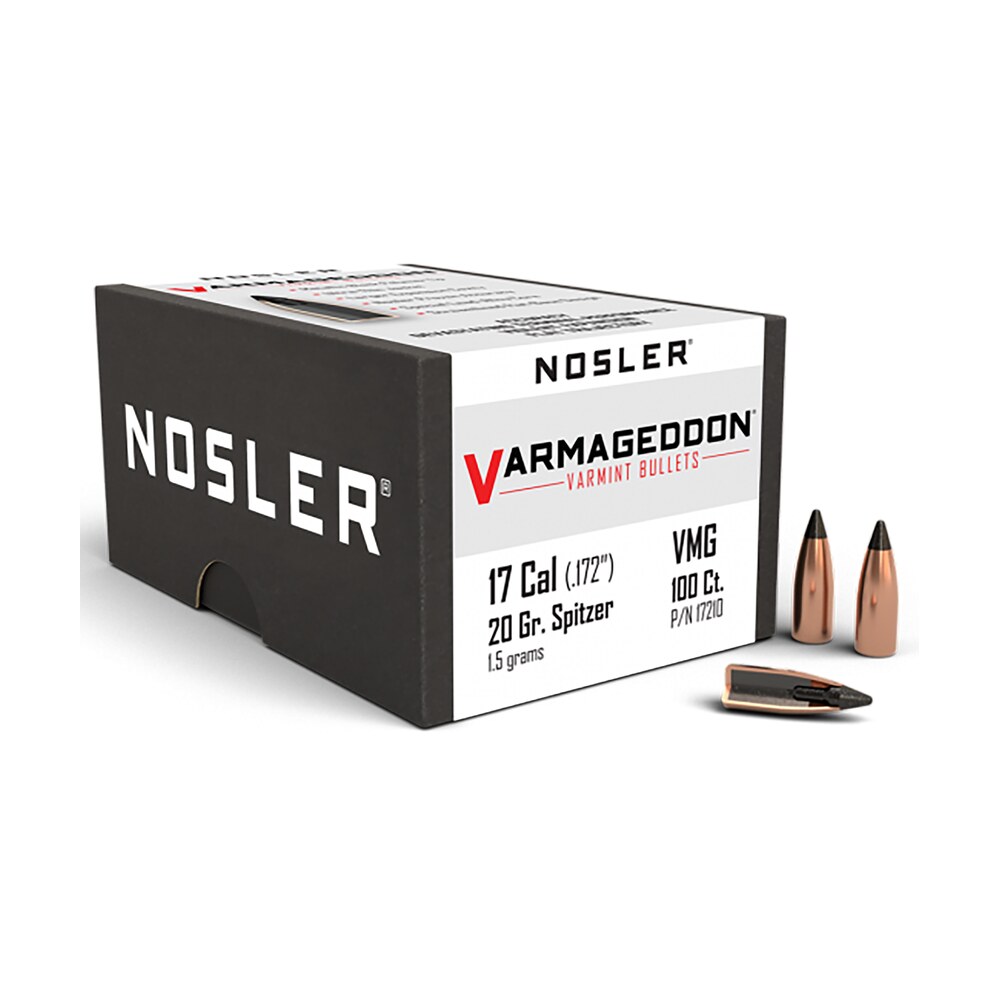 nosler 17210 varmageddon 17cal 20gr flat base tipped 100/box Nosler 17210 Varmageddon 17Cal 20gr Flat Base Tipped 100/Box Sports South item 81493