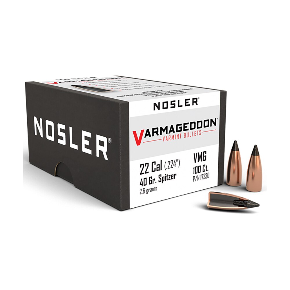 nosler 17230 varmageddon 22cal 40gr flat base tipped 100/box Nosler 17230 Varmageddon 22Cal 40gr Flat Base Tipped 100/Box Sports South item 81497