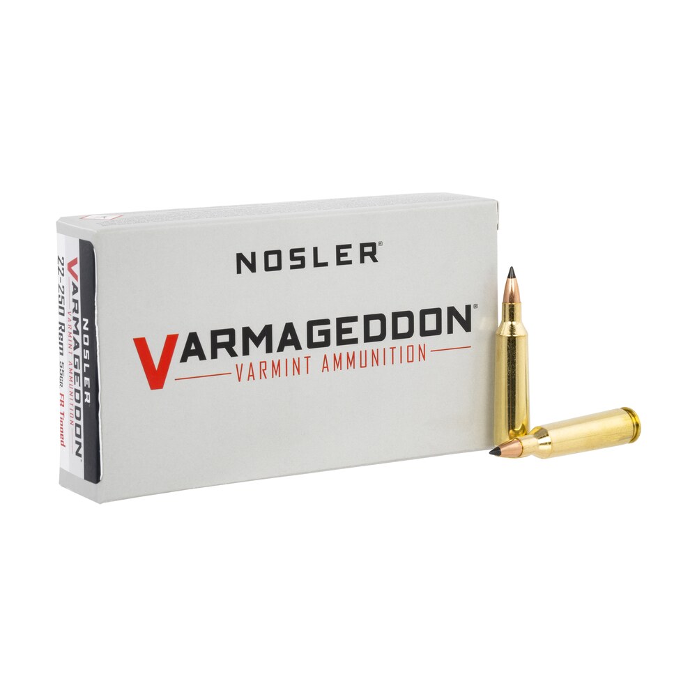 nosler 65155 varmageddon 22 250rem 55gr flat base tipped 20 per box/10 case Nosler 65155 Varmageddon 22-250Rem 55gr Flat Base Tipped 20 Per Box/10 Case Sports South item 81559