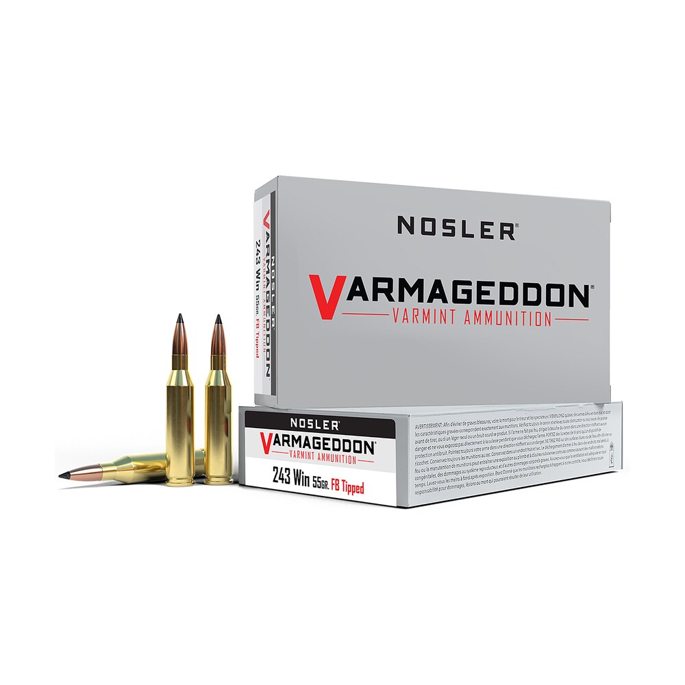 nosler 65165 varmageddon 243win 55gr flat base tipped 20 per box/10 case Nosler 65165 Varmageddon 243Win 55gr Flat Base Tipped 20 Per Box/10 Case Sports South item 81561
