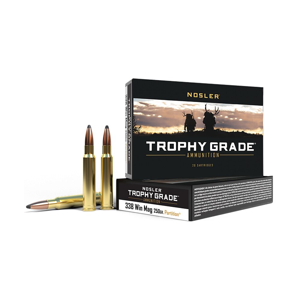 nosler 60082 trophy grade 338winmag 250gr nosler spitzer partition 20 per box/10 case Nosler 60082 Trophy Grade 338WinMag 250gr Nosler Spitzer Partition 20 Per Box/10 Case Sports South item 81565