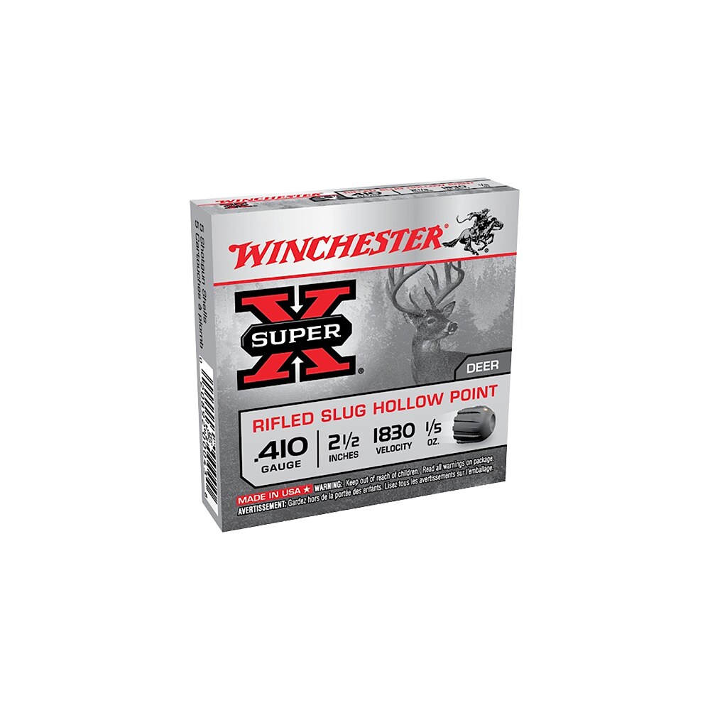 winchester ammo x41rs5vp super x 410gauge 2.50" 1/5oz rifled slug shot 15 per box/10 case *value pack Winchester Ammo X41RS5VP Super X 410Gauge 2.50" 1/5oz Rifled Slug Shot 15 Per Box/10 Case Sports South item 81768