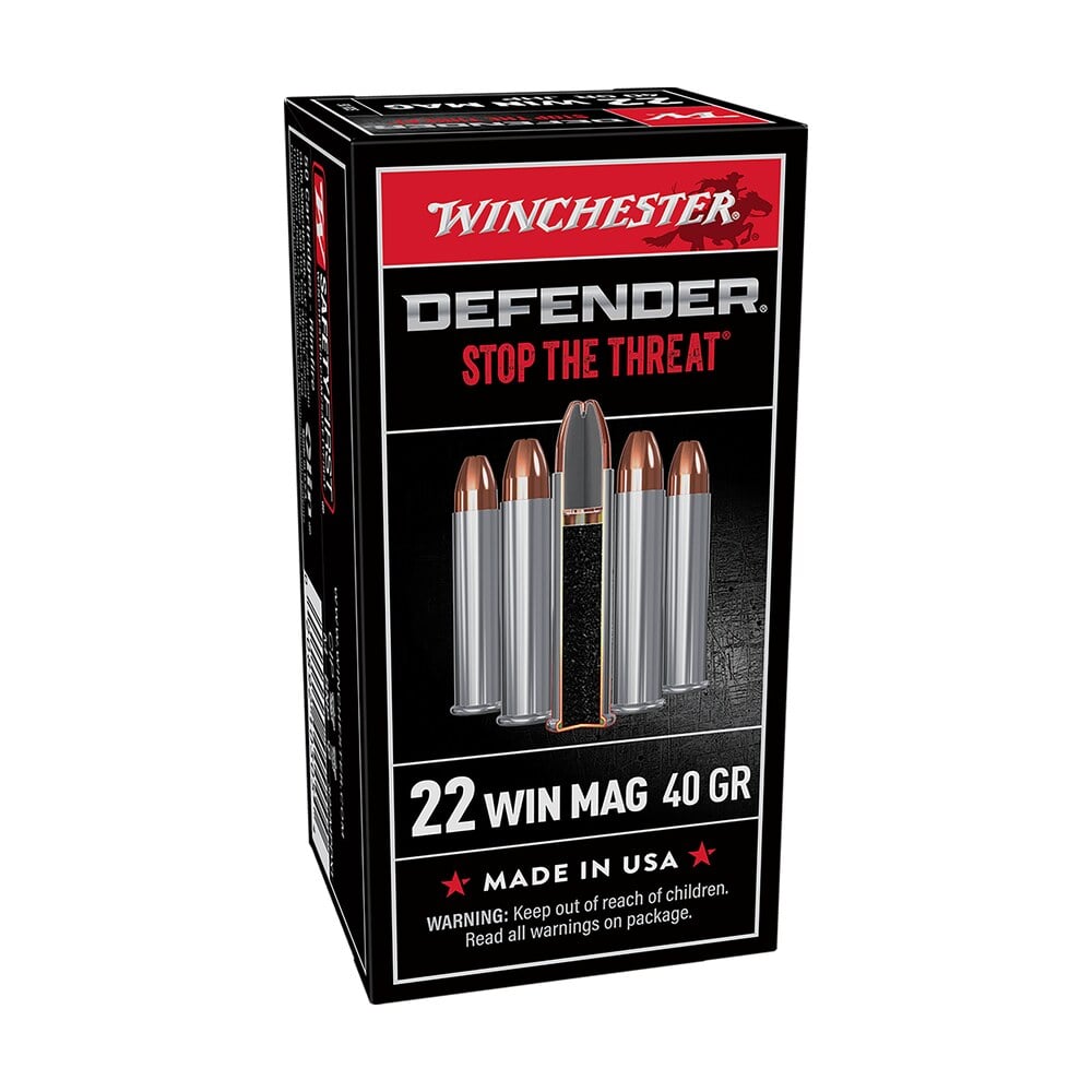 winchester ammo s22mpdx1 defender 22wmr 40gr jacketed hollow point 50 per box/20 case Winchester Ammo S22MPDX1 Defender 22WMR 40gr Jacketed Hollow Point 50 Per Box/20 Case Sports South item 81793