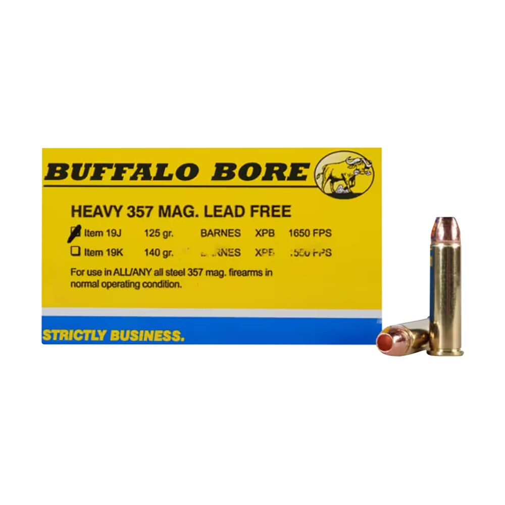 buffalo bore ammunition 19j20 buffalo barnes strictly business 357mag 125gr barnes vor tx xpb lead free 20 per box/12 case Buffalo Bore Ammunition 19J20 Buffalo-Barnes Strictly Business 357Mag 125gr Barnes VOR-TX XPB Sports South item 82097
