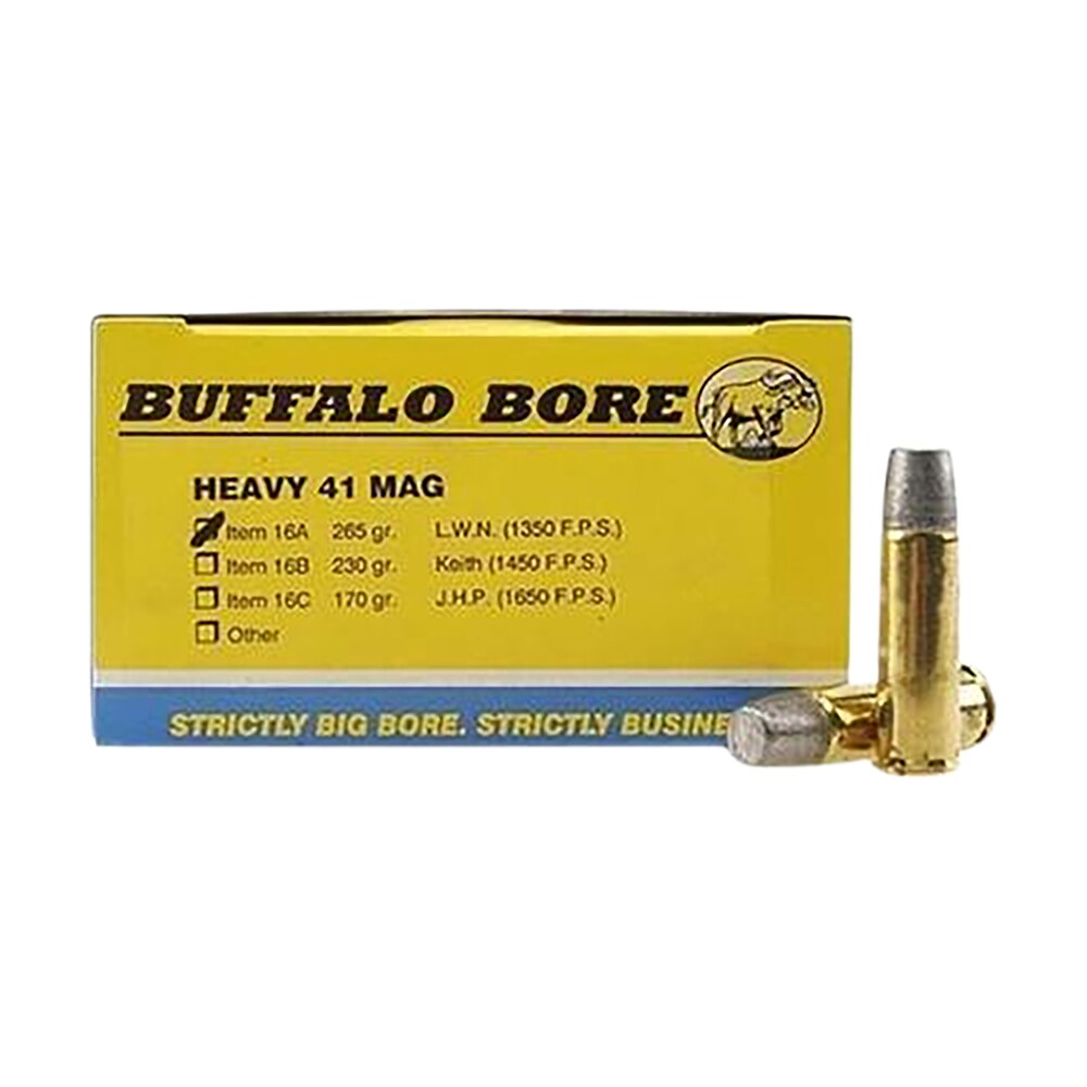 buffalo bore ammunition 16a20 heavy strictly business 41rem mag 265gr hard cast lead 20 per box/12 case Buffalo Bore Ammunition 16A20 Heavy Strictly Business 41Rem Mag 265gr Hard Cast Lead 20 Per Sports South item 82114