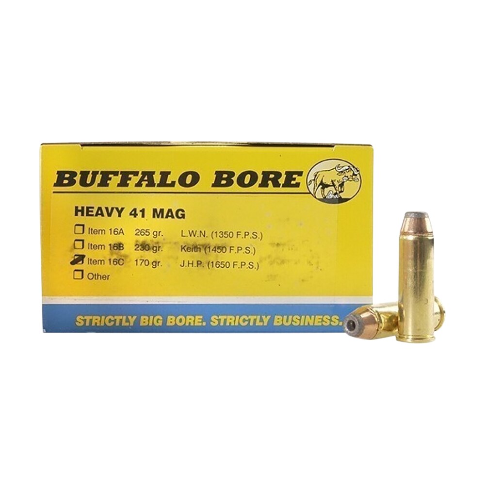 buffalo bore ammunition 16c20 heavy strictly business 41rem mag 170gr jacket hollow point 20 per box/12 case Buffalo Bore Ammunition 16C20 Heavy Strictly Business 41Rem Mag 170gr Jacket Hollow Point 20 Sports South item 82116