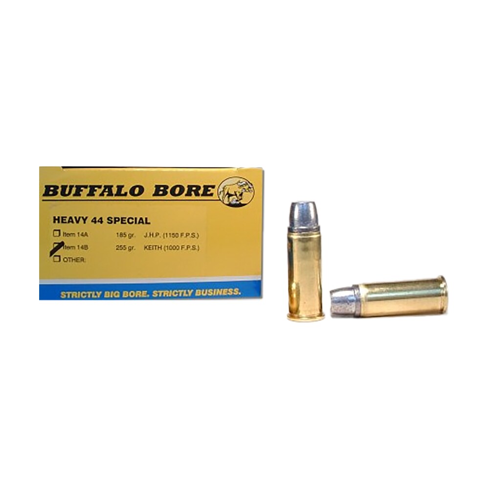 buffalo bore ammunition 14b20 heavy strictly business 44s&w spl 255gr hard cast semi wadcutter 20 per box/12 case Buffalo Bore Ammunition 14B20 Heavy Strictly Business 44S&W Spl 255gr Hard Cast Semi Sports South item 82117