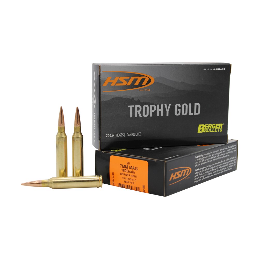 hsm 7mag180vld trophy gold extended range 7mm rem mag 180 gr berger hunting vld match 20 per box/ 20 case HSM 7MAG180VLD Trophy Gold Extended Range 7mm Rem Mag 180 gr Berger Hunting VLD Match 20 Per Sports South item 82204