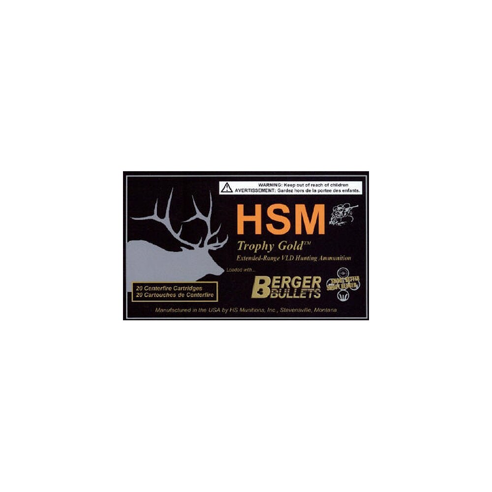 hsm 3006168vld trophy gold extended range 30 06 springfield 168 gr berger hunting vld match 20 per box/ 20 case HSM 3006168VLD Trophy Gold Extended Range 30-06 Springfield 168 gr Berger Hunting VLD Match 20 Sports South item 82212