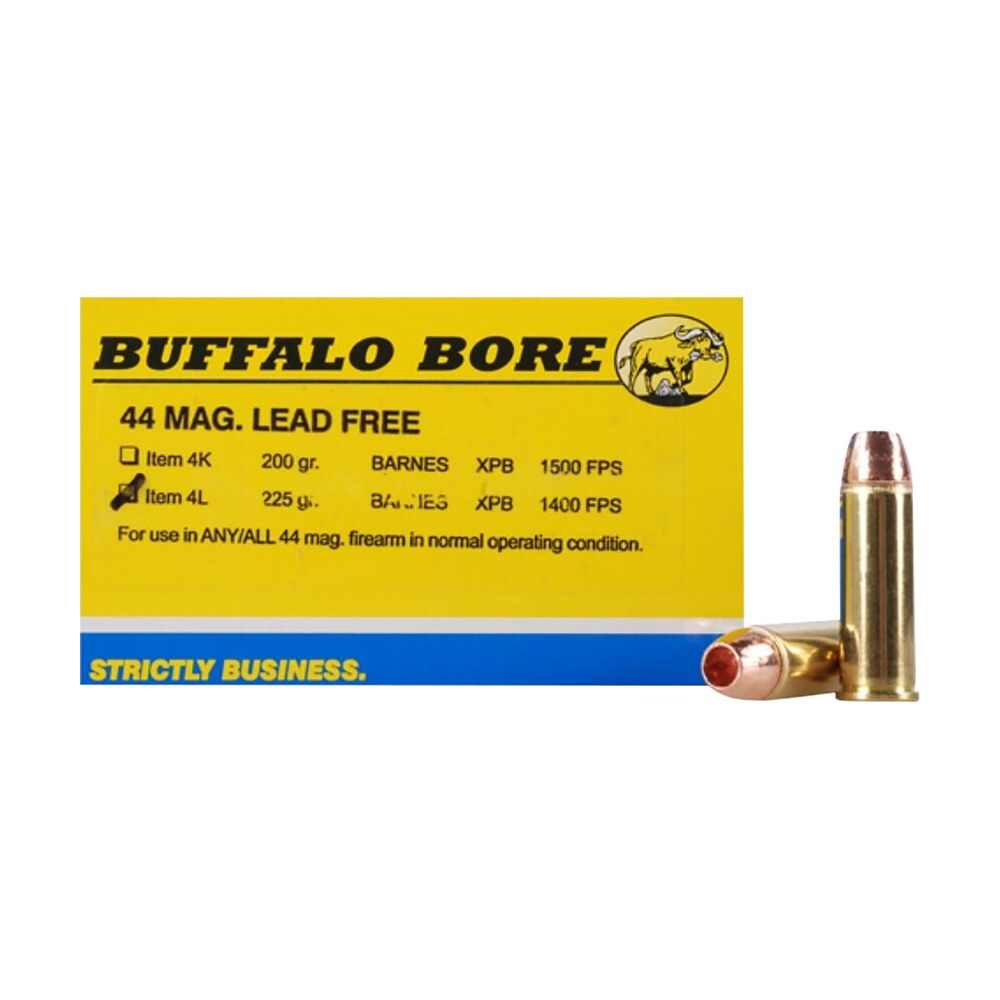buffalo bore ammunition 4l20 buffalo barnes strictly business 44rem mag 225gr barnes vor tx xpb lead free 20 per box/12 case Buffalo Bore Ammunition 4L20 Buffalo-Barnes Strictly Business 44Rem Mag 225gr Barnes VOR-TX XPB Sports South item 82222