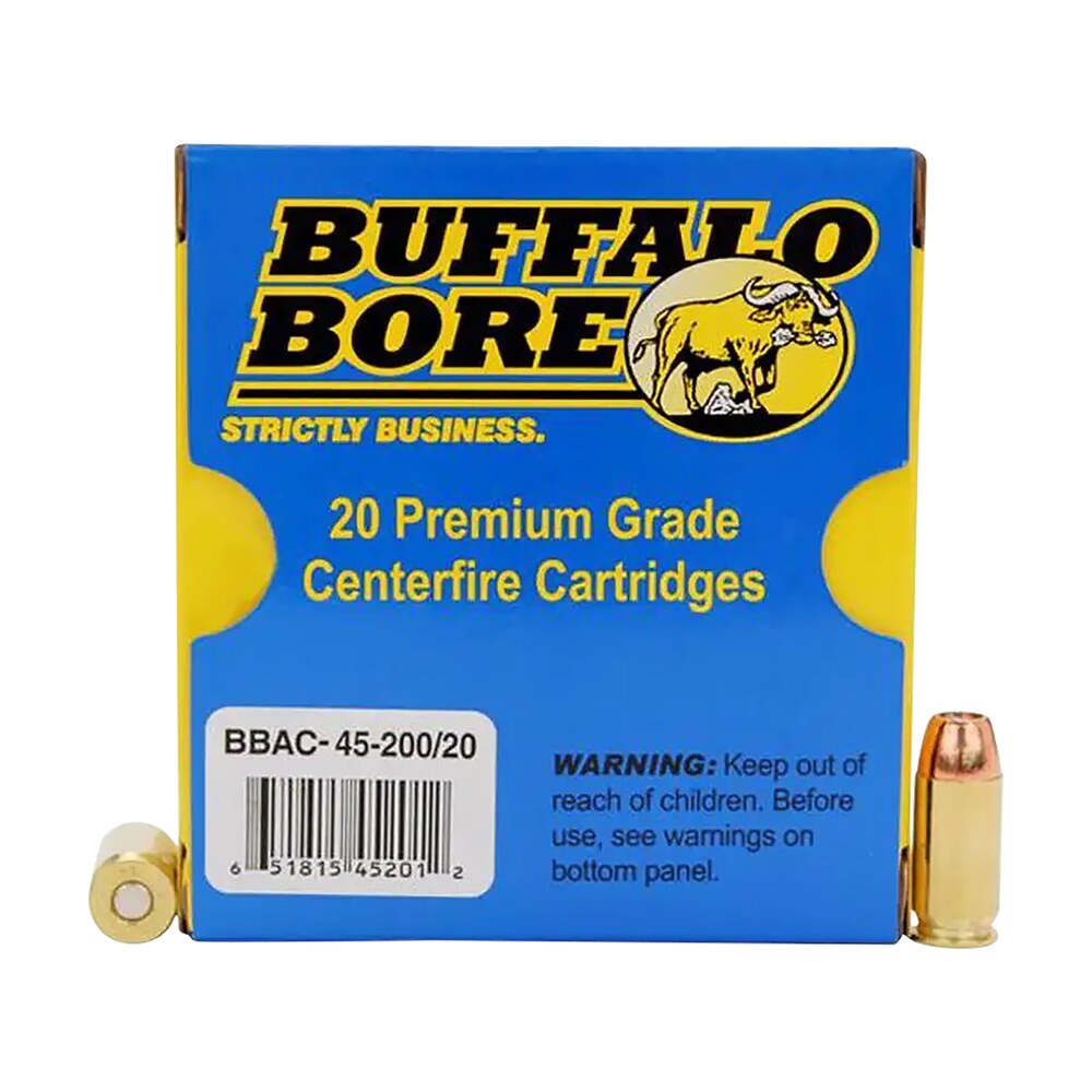 buffalo bore ammunition 4520020 personal defense strictly business 45acp +p 200gr jacket hollow point 20 per box/12 case Buffalo Bore Ammunition 4520020 Personal Defense Strictly Business 45ACP +P 200gr Jacket Hollow Sports South item 82227