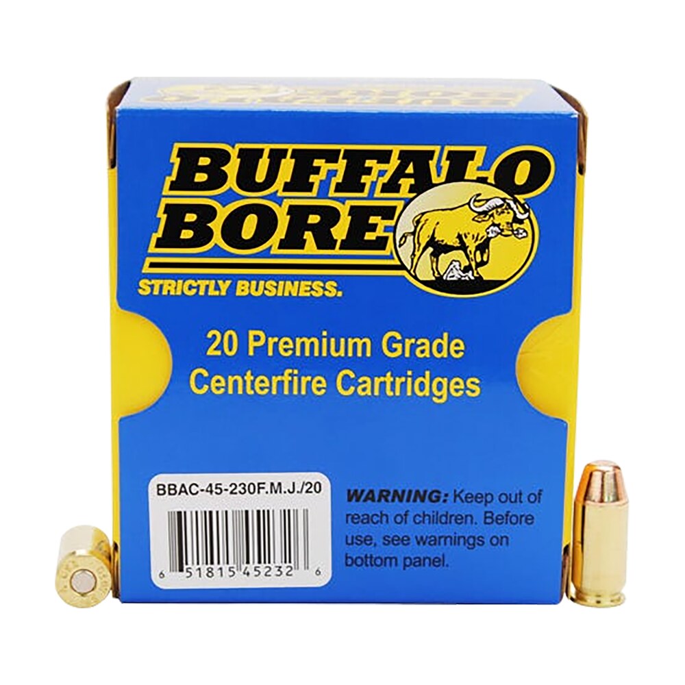 buffalo bore ammunition 45230fmj20 personal defense strictly business 45acp +p 230gr full metal jacket flat nose 20 per box/12 case Buffalo Bore Ammunition 45230FMJ20 Personal Defense Strictly Business 45ACP +P 230gr Full Metal Sports South item 82229