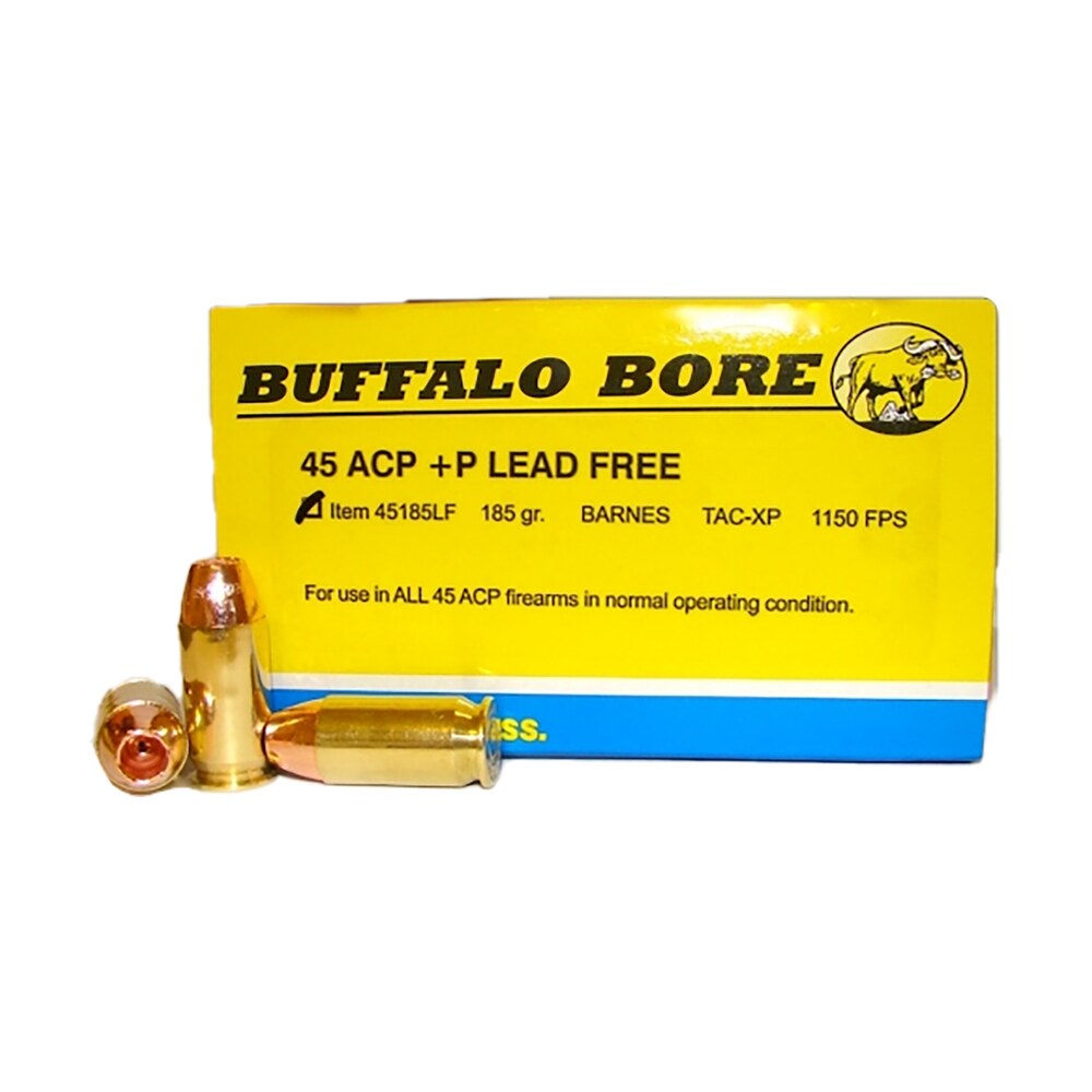 buffalo bore ammunition 45185lf20 buffalo barnes strictly business 45acp +p 185gr barnes tac xp lead free 20 per box/12 case Buffalo Bore Ammunition 45185LF20 Buffalo-Barnes Strictly Business 45ACP +P 185gr Barnes TAC-XP Sports South item 82230