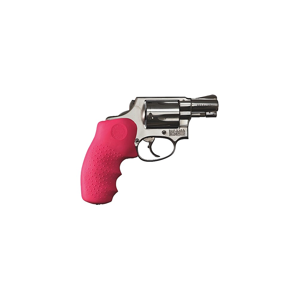 hogue 60007 overmolded monogrip cobblestone pink rubber with finger grooves for s&w j frame with round butt Hogue 60007 OverMolded Monogrip Cobblestone Pink Rubber Sports South item 82512