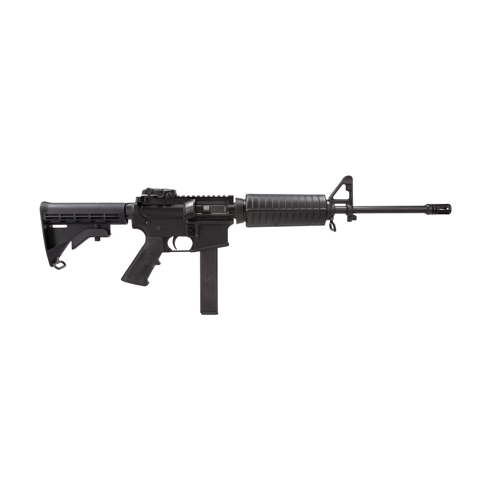 colt mfg ar6951 m4 carbine 9mm luger 32+1 16.10" barrel, black rec/barrel, a2 flash hider, black 4 position collapsible stock, black polymer grip Colt Mfg AR6951 M4 Carbine 9mm Luger 32+1 16.10" Sports South item 82611