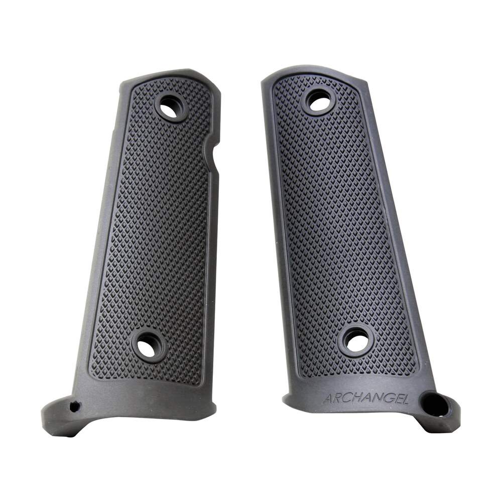 archangel aa108 grip panels made of aluminum with black anodized diamond checkering finish for 1911 government Archangel AA108 Grip Panels Made of Aluminum Sports South item 82718