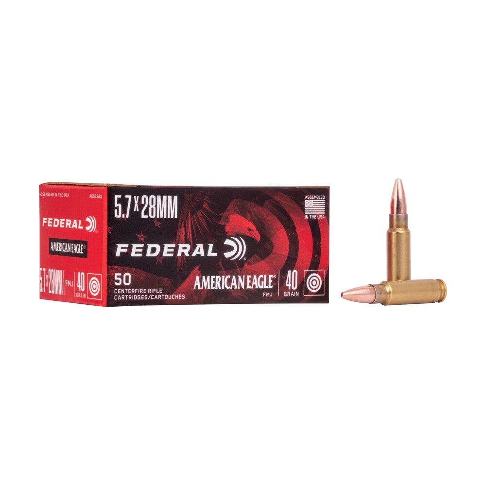 federal ae5728a american eagle handgun 5.7x28mm 40gr full metal jacket 50 per box/10 case Federal AE5728A American Eagle Handgun 5.7x28mm 40gr Full Metal Jacket 50 Per Box/10 Case Sports South item 83265