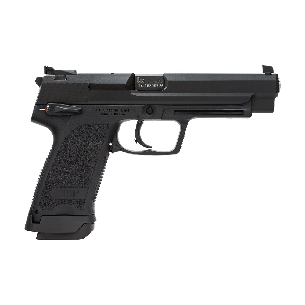 hk 81000363 usp expert v1 9mm luger 18+1, 5.19" black polygonal rifled barrel, black serrated steel slide, black polymer frame, black polymer grip ambidextrous HK 81000363 USP Expert V1 9mm Luger 18+1, 5.19" Black Polygonal Rifled Sports South item 83309