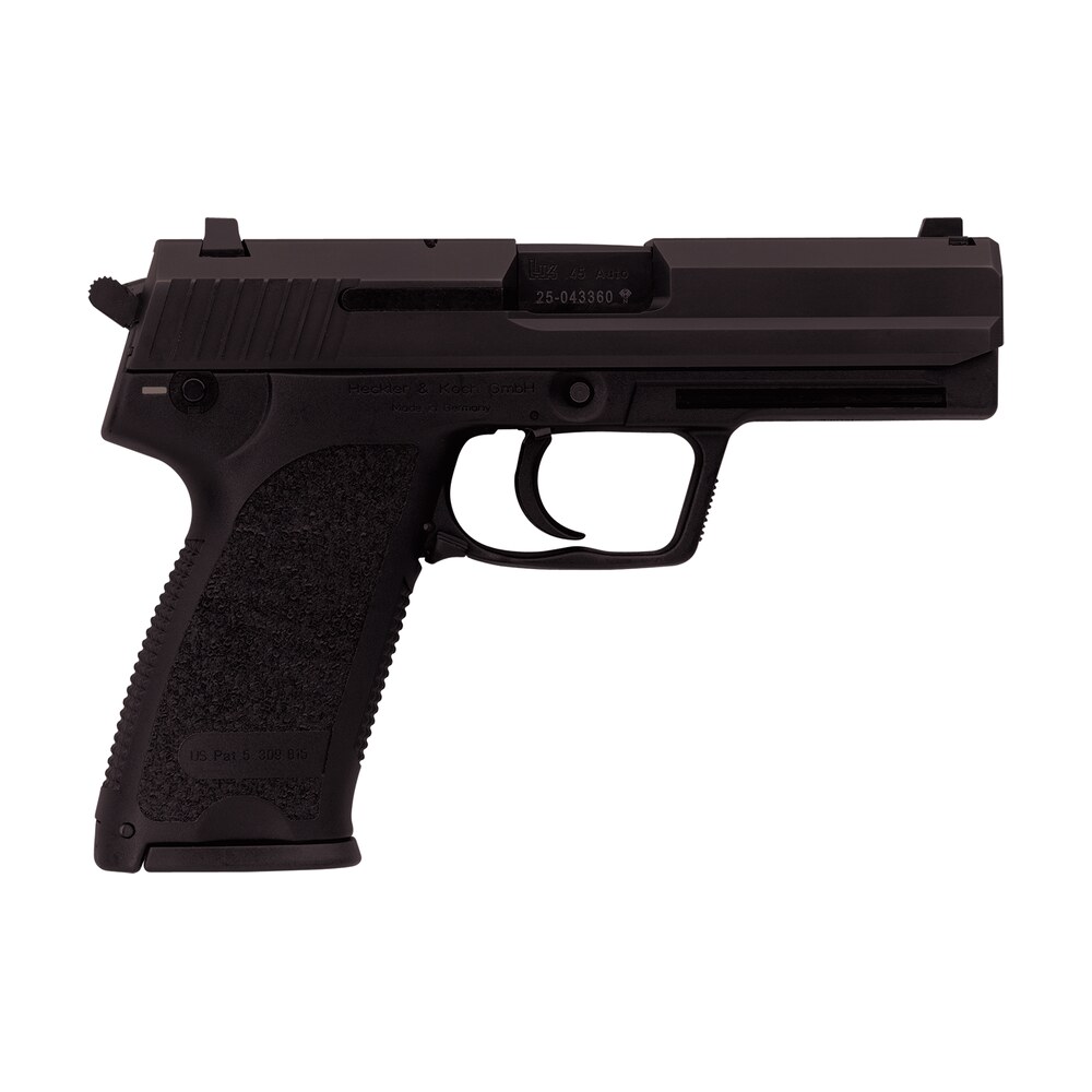hk 81000328 usp v7 lem 45 acp caliber with 4.41" barrel, 10+1 capacity, overall black finish, serrated trigger guard frame, serrated steel slide, polymer grip & no manual safety includes 2 mags HK 81000328 USP V7 LEM 45 ACP Caliber Sports South item 83325