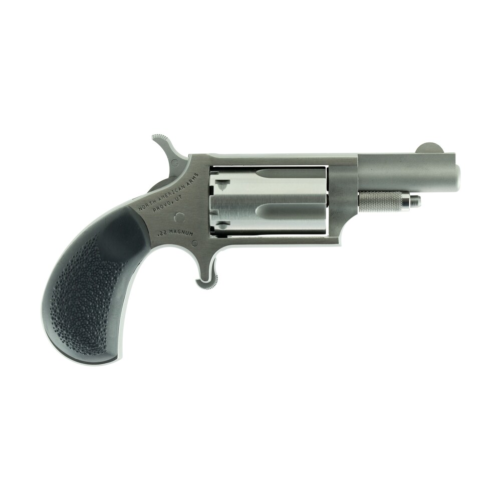 north american arms 22mgrc mini revolver sports south exclusive 22 wmr 5 shot 1.63" stainless steel barrel, frame & cylinder, black rubber grip, exposed hammer North American Arms 22MGRC Mini-Revolver Sports South Exclusive 22 WMR 5 Shot 1.63" Stainless Sports South item 83656
