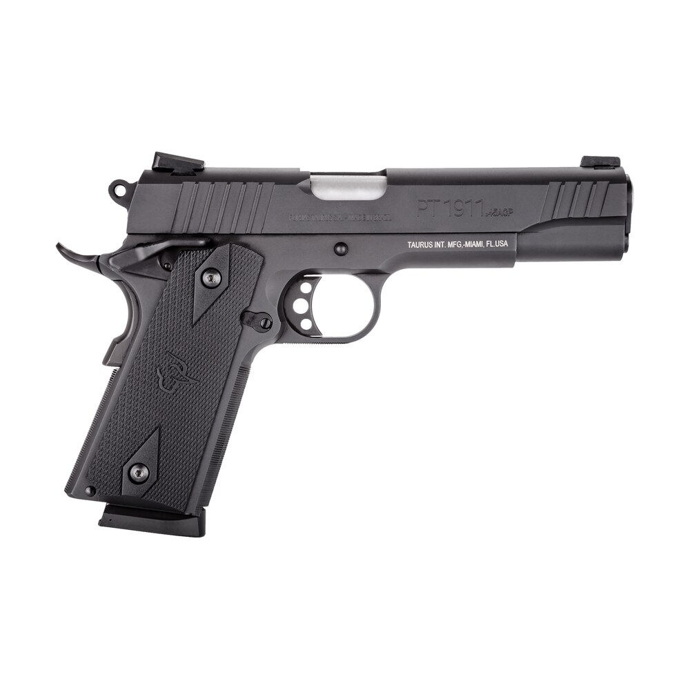 taurus 1 191101fs 1911 full size 45 acp 8+1 5" matte stainless steel barrel, matte black serrated steel slide & frame, black checkered polymer grip, right hand Taurus 1-191101FS 1911 Full Size 45 ACP 8+1 5" Matte Stainless Steel Sports South item 83802