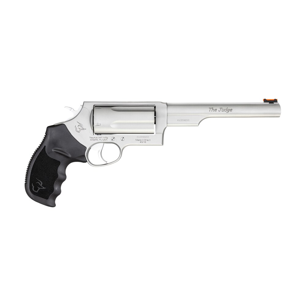 taurus 2441069mag judge magnum compact frame 45 colt (long colt)/410 gauge 5rd 6.50" matte stainless steel barrel, cylinder & frame, black ribber grip, transfer bar safety, exposed hammer Taurus 2441069MAG Judge Magnum Compact Frame 45 Colt (Long Colt)/410 Gauge 5rd 6.50" Matte Sports South item 83892