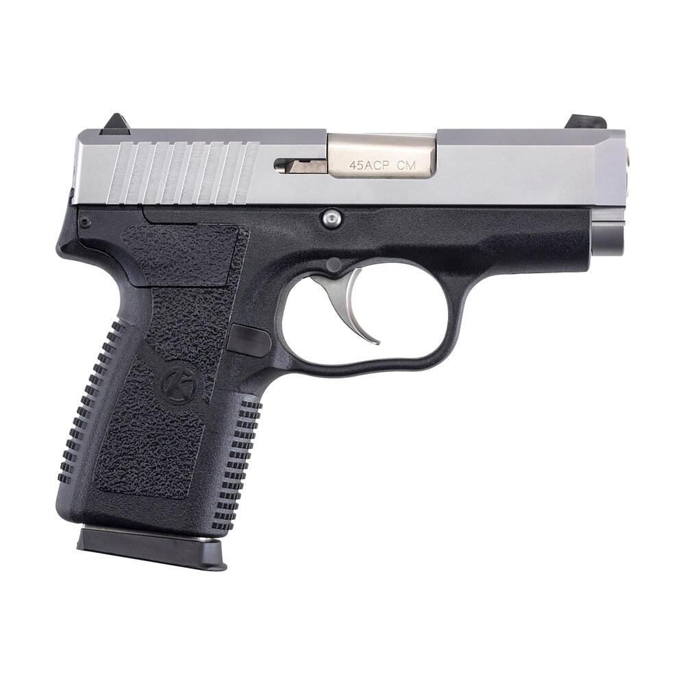 kahr arms cm4543 cm45 45 acp 5+1 3.30" serrated steel barrel, matte stainless serrated steel slide, black polymer frame, black textured polymer grip, no safety, right hand Kahr Arms CM4543 CM45 45 ACP 5+1 3.30" Serrated Steel Sports South item 83991
