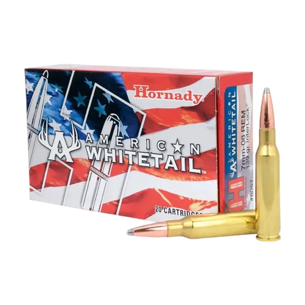 hornady 8057 american whitetail 7mm 08rem 139gr interlock spire point 20 per box/10 case Hornady 8057 American Whitetail 7mm-08Rem 139gr InterLock Spire Point 20 Per Box/10 Case Sports South item 84277