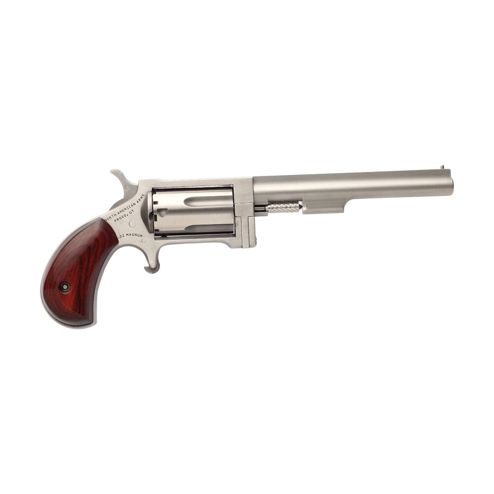 north american arms sw4 sidewinder *ca compliant 22 wmr 5 shot 4" stainless steel barrel, frame & cylinder, rosewood birdshead grip, exposed hammer North American Arms SW4 Sidewinder *CA Compliant 22 WMR 5 Shot 4" Stainless Steel Sports South item 84323