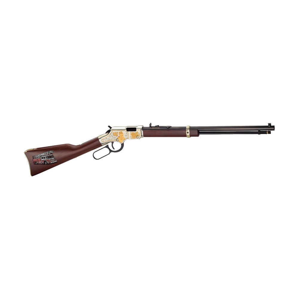 henry h004fm golden boy firefighter tribute 22 short, 22 long or 22 lr caliber with 16 lr/21 short capacity, 20" blued barrel, nickel plated metal finish & american walnut stock right hand (full size) Henry H004FM Golden Boy Firefighter Tribute 22 Short, 22 Long or 22 LR Caliber Sports South item 84331