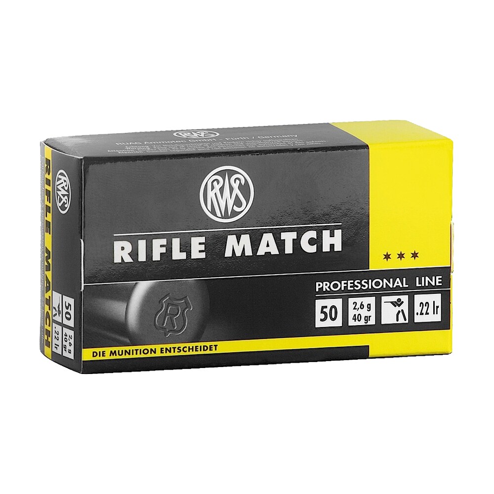 rws/umarex 2134225 rifle match professional line 22lr 40gr lead round nose 50 per box/100 case RWS/Umarex 2134225 Rifle Match Professional Line 22LR 40gr Lead Round Nose 50 Per Box/100 Case Sports South item 84759