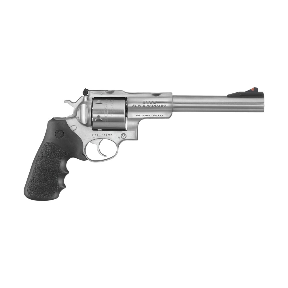 ruger 5507 super redhawk large frame 480 ruger 6rd 7.50" satin stainless w/integral mount barrel, satin stainless steel cylinder & frame, hogue tamer monogrip, transfer bar safety, exposed hammer Ruger 5507 Super Redhawk Large Frame 480 Ruger 6rd 7.50" Satin Stainless Sports South item 84873