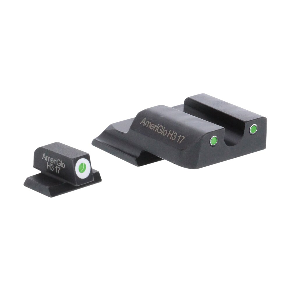 ameriglo sw145 classic tritium set for smith & wesson m&p shield green tritium white outline front sight green tritium white outline rear sight AmeriGlo SW145 Classic Tritium Set for Smith & Wesson M&P Shield Green Tritium White Sports South item 85474