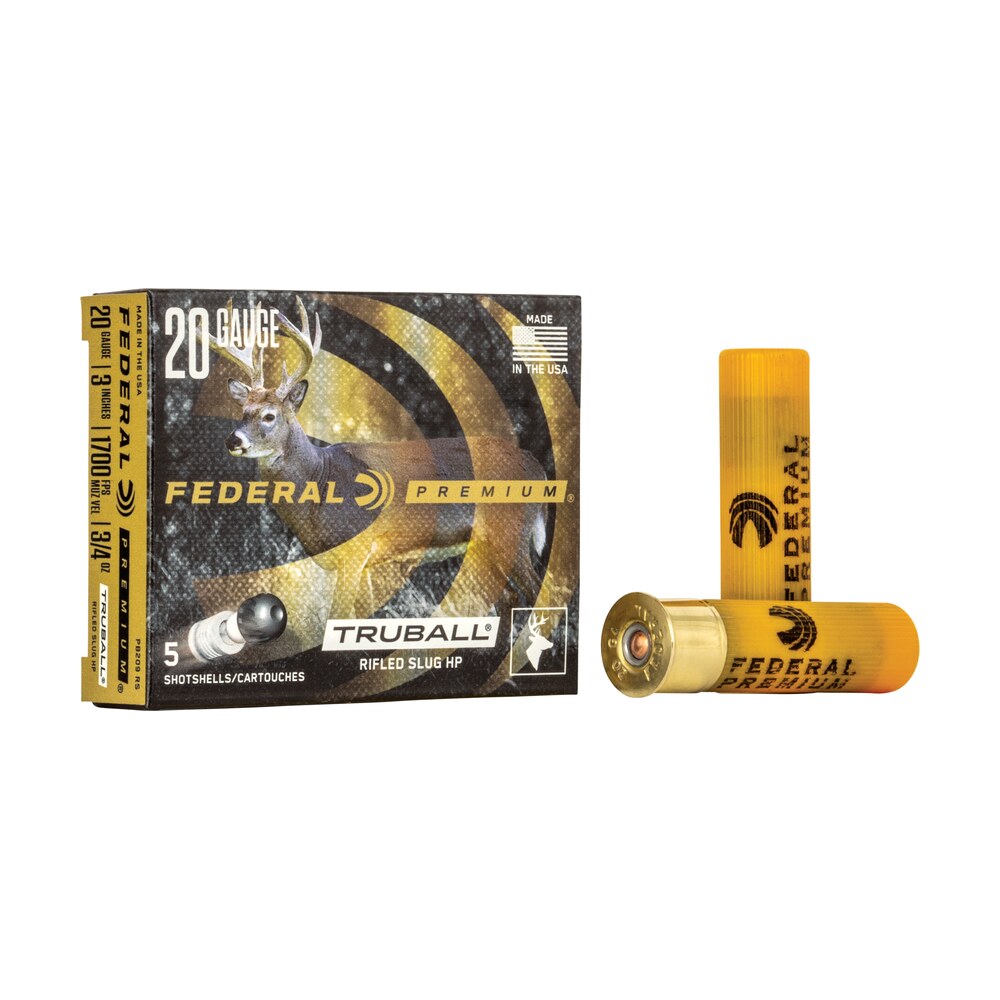 federal pb209rs premium vital shok truball 20gauge 3" 3/4oz rifledslug shot 5 per box/50 case Federal PB209RS Premium Vital-Shok TruBall 20Gauge 3" 3/4oz RifledSlug Shot 5 Per Box/50 Case Sports South item 85740
