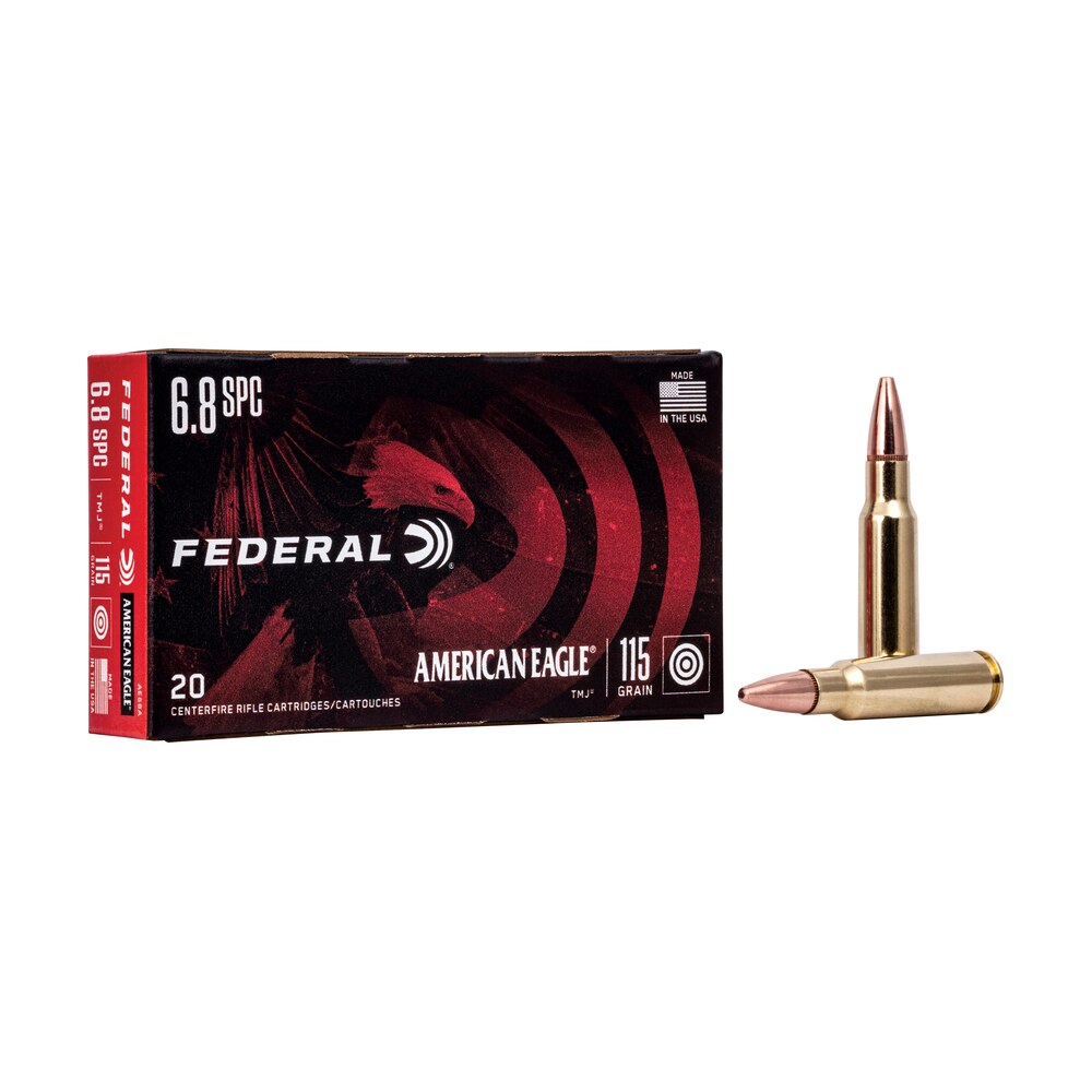 federal ae68a american eagle rifle 6.8mmrem spc 115gr total metal jacket 20 per box/10 case Federal AE68A American Eagle Rifle 6.8mmRem SPC 115gr Total Metal Jacket 20 Per Box/10 Case Sports South item 85744