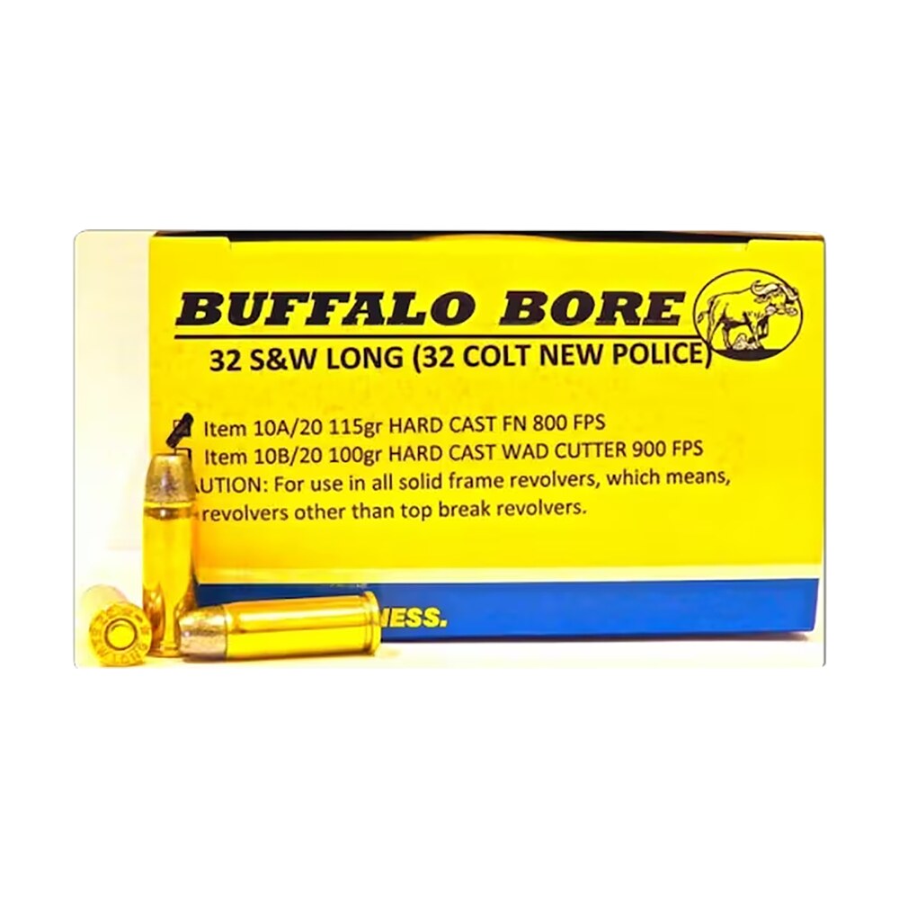 buffalo bore ammunition 10a20 personal defense strictly business 32s&w long 115gr hard cast flat nose 20 per box/12 case Buffalo Bore Ammunition 10A20 Personal Defense Strictly Business 32S&W Long 115gr Hard Cast Sports South item 86236