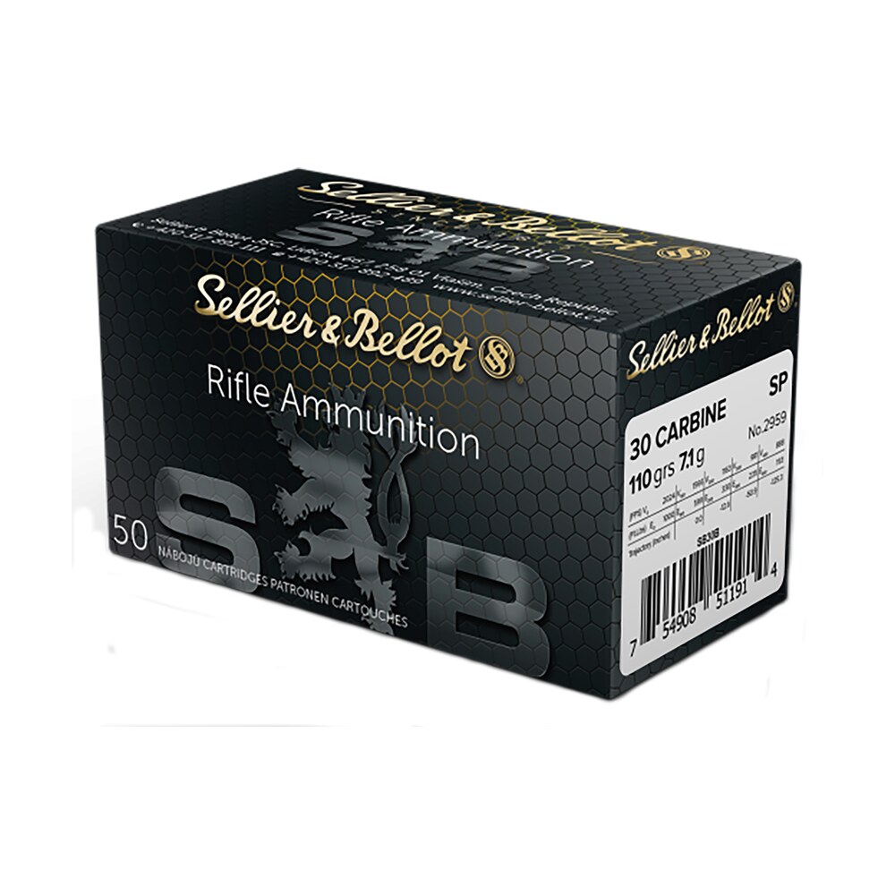 sellier & bellot sb30b rifle 30carbine 110gr soft point 50 per box/20 case Sellier & Bellot SB30B Rifle 30Carbine 110gr Soft Point 50 Per Box/20 Case Sports South item 86288
